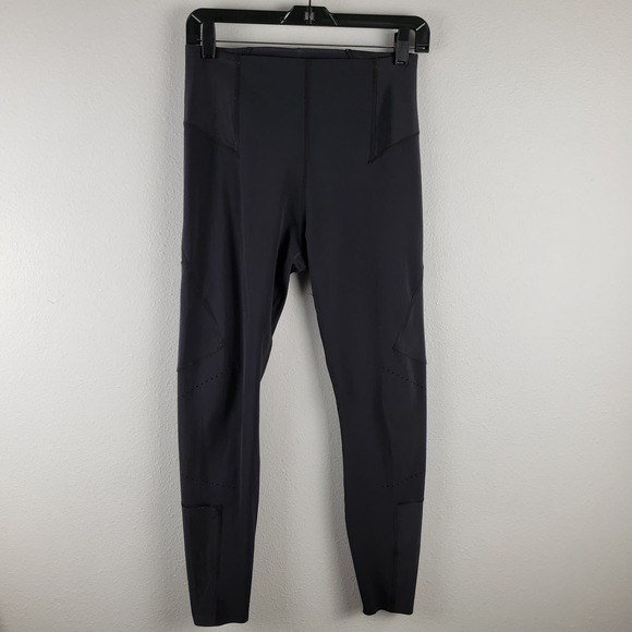 Nike Women's Size M Compressive Running Leggings Black Patchwork Pockets - Picture 1 of 16